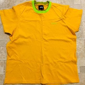 Stüssy yellow and green short sleeve shirt size medium